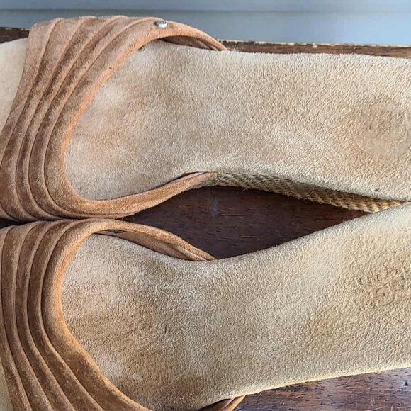 UGG Alvina Slip on Beige Suede Jute Wedge Mule Slides size 10 - Picture 10 of 13